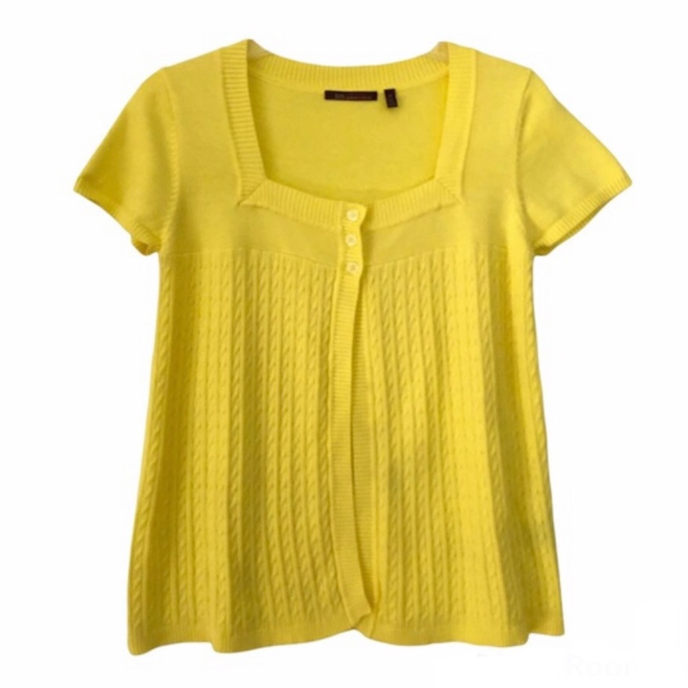 525 America 100% Cotton Yellow Cardigan Sweater